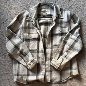 Madewell Cream & Olive Plaid Shacket